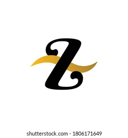 Initial Logo Letter Z with gold Stripes color and white background