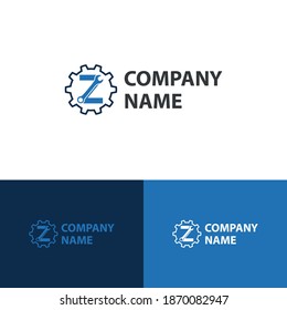 Initial logo with Letter Z Wrench and Gear Icon vector for mechanic, setting, repair, and service company