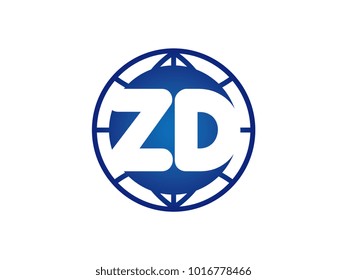 The initial logo of the letter ZD in the blue Globe