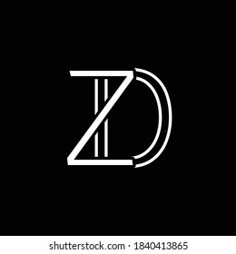 Initial Logo Letter ZD Monogram in Black and White.