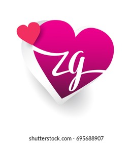 initial logo letter ZG with heart shape red colored, logo design for wedding invitation, wedding name and business name.