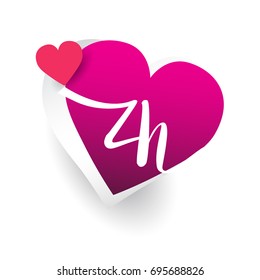 initial logo letter ZH with heart shape red colored, logo design for wedding invitation, wedding name and business name.