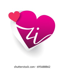 initial logo letter ZI with heart shape red colored, logo design for wedding invitation, wedding name and business name