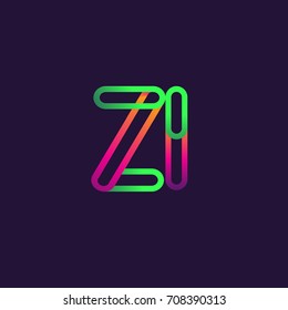 initial logo letter ZI, linked outline colorful rounded logotype