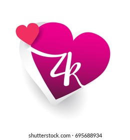 initial logo letter ZK with heart shape red colored, logo design for wedding invitation, wedding name and business name.