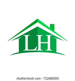 initial logo LH with house icon and green color, business logo and property developer.
