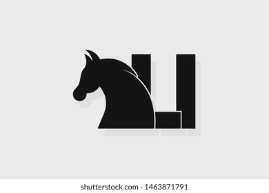 Initial logo LI letter with stallion head. The combination of letters L and I is black