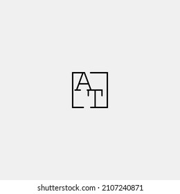 AT initial logo in line concept in high quality professional design that will be best for companies