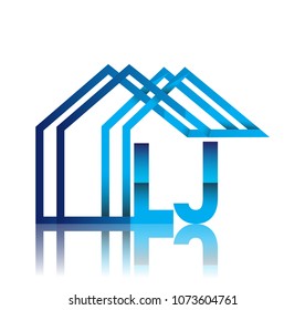 initial logo LJ with house icon, business logo and property developer.
