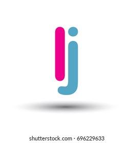 initial logo LJ lowercase letter, blue and pink overlap transparent logo, modern and simple logo design