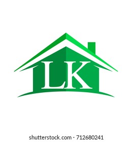 initial logo LK with house icon and green color, business logo and property developer.