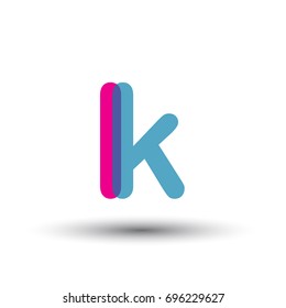 initial logo LK lowercase letter, blue and pink overlap transparent logo, modern and simple logo design.