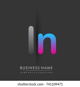 initial logo LN lowercase letter colored grey and blue, pink, creative logotype concept, modern and simple logo design, logo design concept for business and corporate identity.
