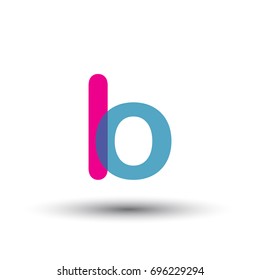 initial logo LO lowercase letter, blue and pink overlap transparent logo, modern and simple logo design.