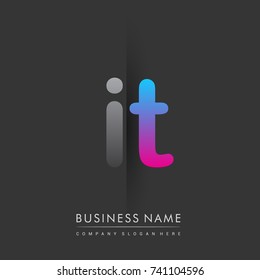 initial logo IT lowercase letter colored grey and blue, pink, creative logotype concept, modern and simple logo design, logo design concept for business and corporate identity.