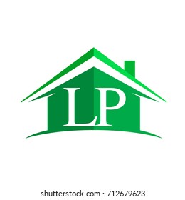 initial logo LP with house icon and green color, business logo and property developer.