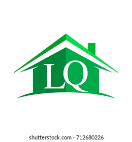 initial logo LQ with house icon and green color, business logo and property developer.