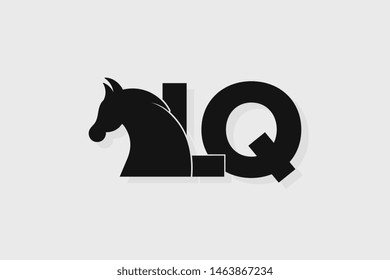 Initial logo LQ letter with stallion head. The combination of letters L and Q is black
