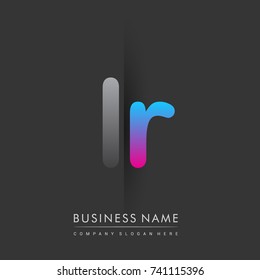 initial logo LR lowercase letter colored grey and blue, pink, creative logotype concept, modern and simple logo design, logo design concept for business and corporate identity.