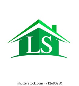 initial logo LS with house icon and green color, business logo and property developer.