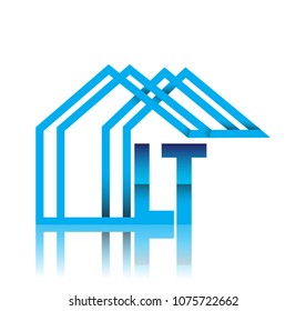 initial logo LT with house icon, business logo and property developer.