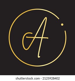 Un logotipo inicial, lujoso, elegante y con un logotipo escrito a mano. aislado en fondo negro
