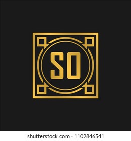 SO initial logo. Luxury ornament crown logo.