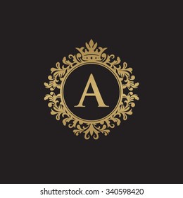 A initial logo. Luxury ornament crown logo.