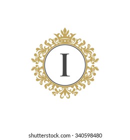 I initial logo. Luxury ornament crown logo.