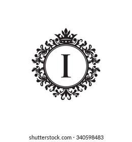 I initial logo. Luxury ornament crown logo.