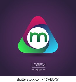 Initial logo M letter colorful icon in the triangle shape, Vector design template elements for your application or company identity.