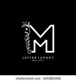 initial logo M letter luxury flourishes ornament logo template