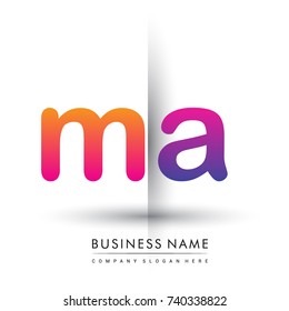 initial logo MA lowercase letter, orange and magenta creative logotype concept, modern and simple logo design.