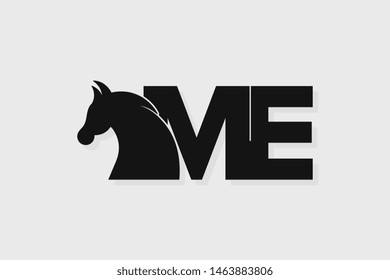 Initial logo ME letter with stallion head. The combination of letters M and E is black