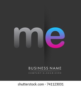 initial logo ME lowercase letter colored grey and blue, pink, creative logotype concept, modern and simple logo design, logo design concept for business and corporate identity.