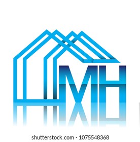 initial logo MH with house icon, business logo and property developer.