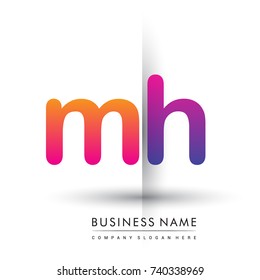 initial logo MH lowercase letter, orange and magenta creative logotype concept, modern and simple logo design.