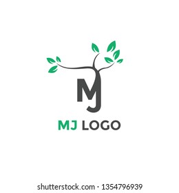 the initial logo MJ is combined with plants