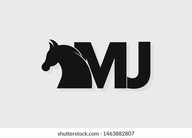 Initial logo MJ letter with stallion head. The combination of letters M and J is black
