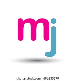 initial logo MJ lowercase letter, blue and pink overlap transparent logo, modern and simple logo design.