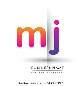 initial logo MJ lowercase letter, orange and magenta creative logotype concept, modern and simple logo design.