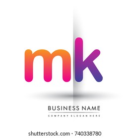 initial logo MK lowercase letter, orange and magenta creative logotype concept, modern and simple logo design.