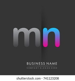 initial logo MN lowercase letter colored grey and blue, pink, creative logotype concept, modern and simple logo design, logo design concept for business and corporate identity.
