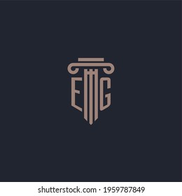 EG initial logo monogram with pillar style design for law firm and justice company