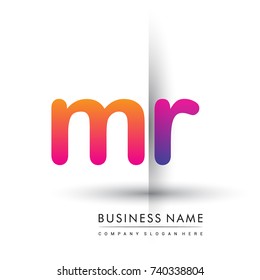initial logo MR lowercase letter, orange and magenta creative logotype concept, modern and simple logo design.