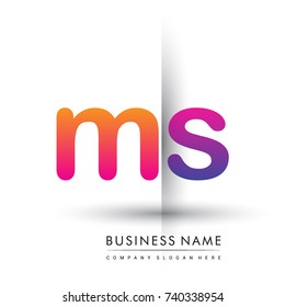 initial logo MS lowercase letter, orange and magenta creative logotype concept, modern and simple logo design.