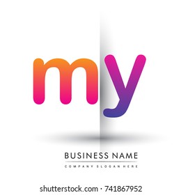 initial logo MY lowercase letter, orange and magenta creative logotype concept.