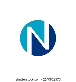 Initial logo N in negative space circle shape