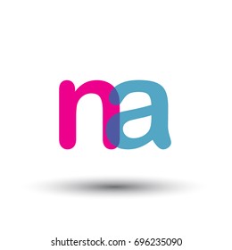 initial logo NA lowercase letter, blue and pink overlap transparent logo, modern and simple logo design.