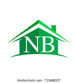 initial logo NB with house icon and green color, business logo and property developer.